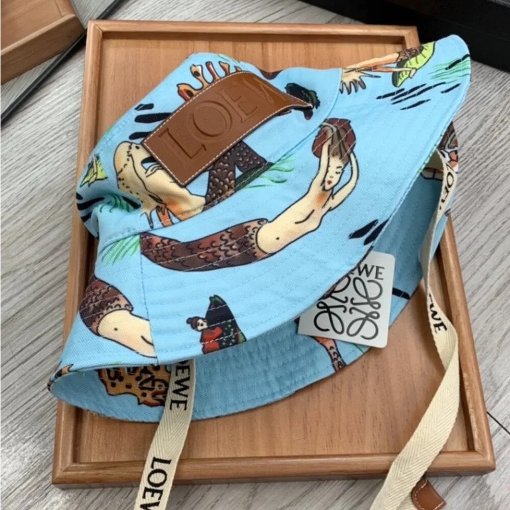LOEWE Blue Bucket Hat with Mermaid Print - Picture 9 of 9